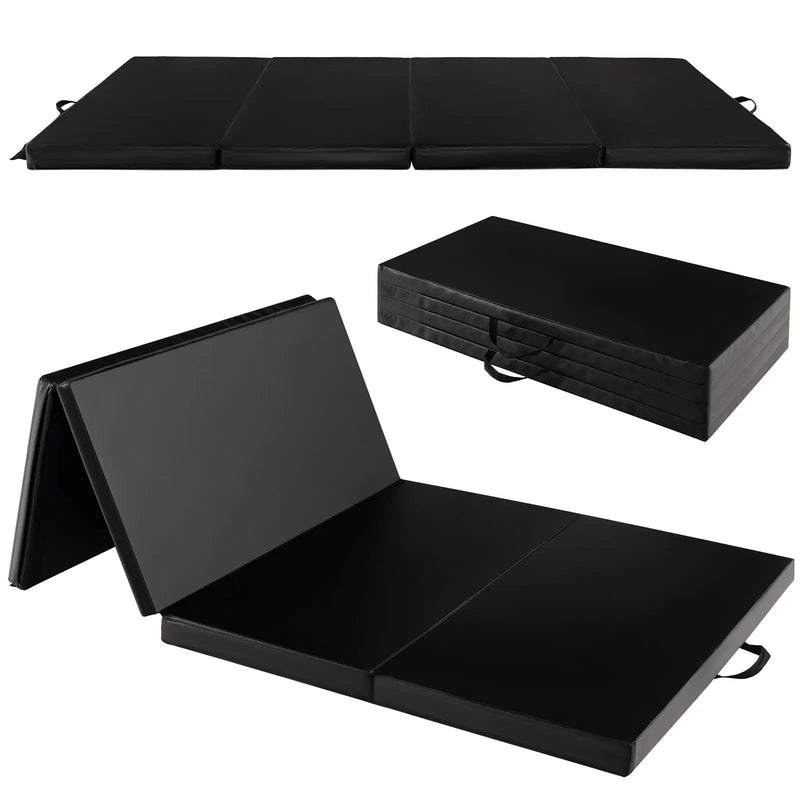 Folding Gymnastics Mat with Carry Handles and Sweatproof Detachable PU Leather Cover by DirectDeals