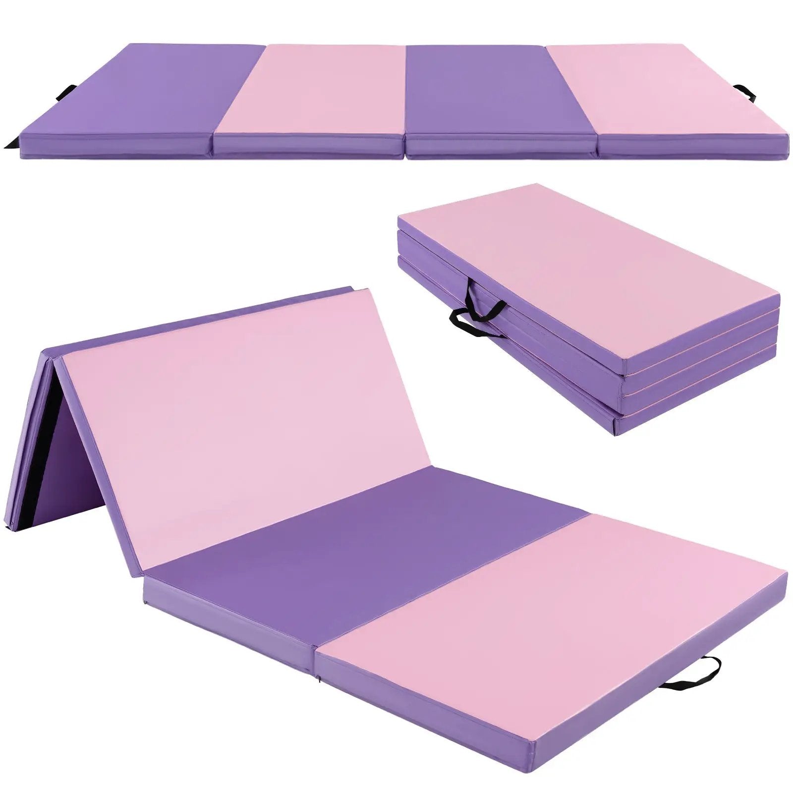 Folding Gymnastics Mat with Carry Handles and Sweatproof Detachable PU Leather Cover by DirectDeals