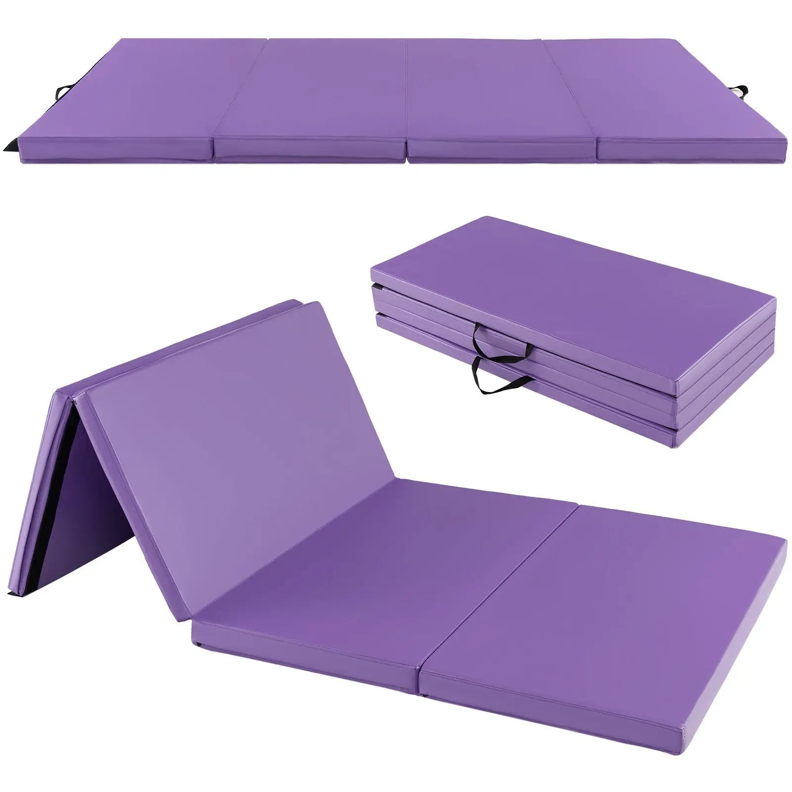 Folding Gymnastics Mat with Carry Handles and Sweatproof Detachable PU Leather Cover by DirectDeals