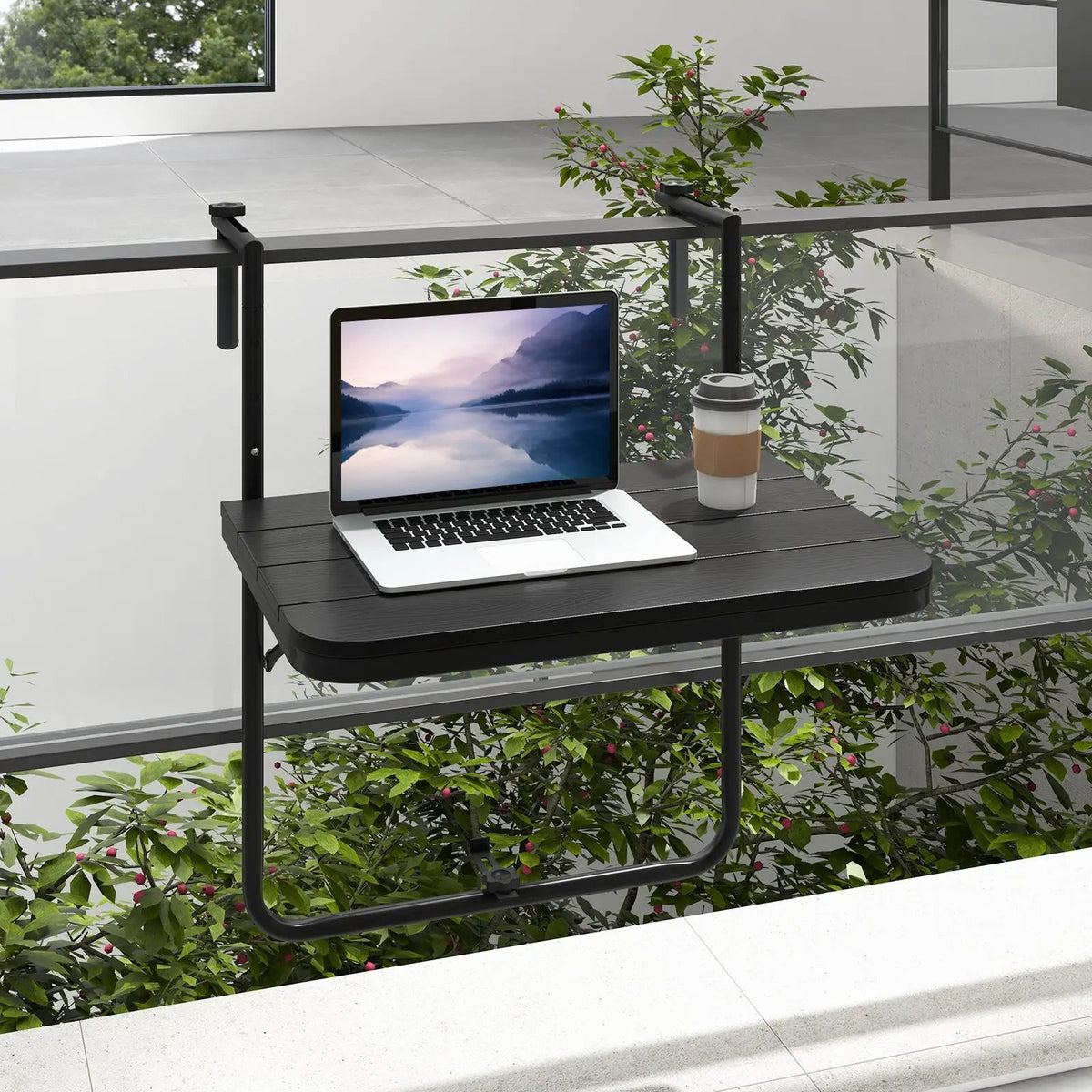 Folding Hanging Table with 3-Level Adjustable Height for Patio Balcony