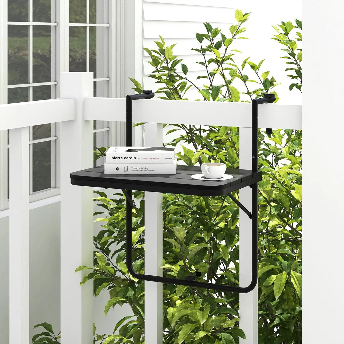 Folding Hanging Table with 3-Level Adjustable Height for Patio Balcony, photo 2 of 7