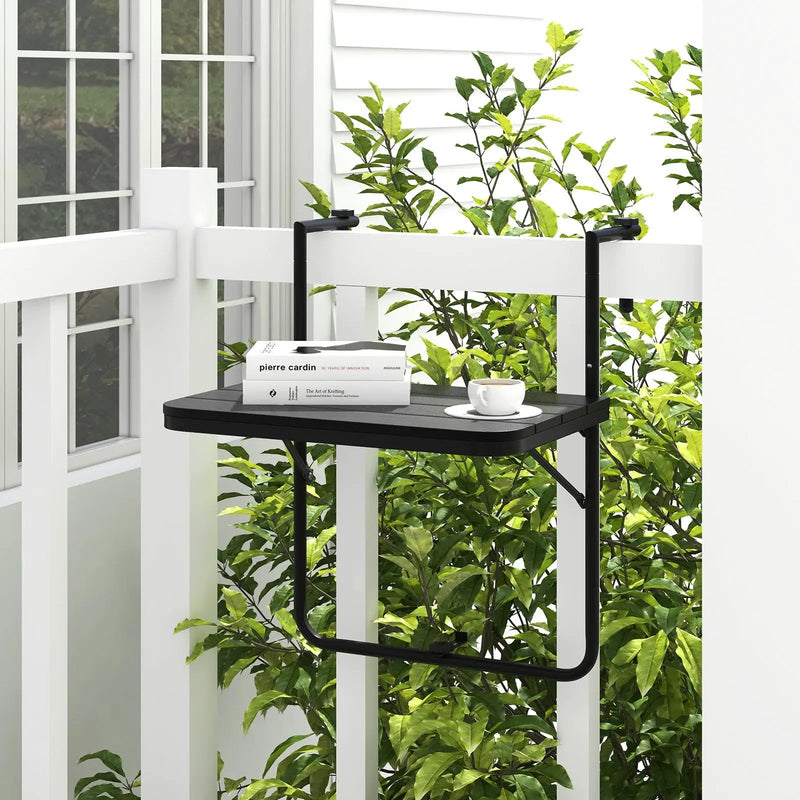 Folding Hanging Table with 3-Level Adjustable Height for Patio Balcony by DirectDeals