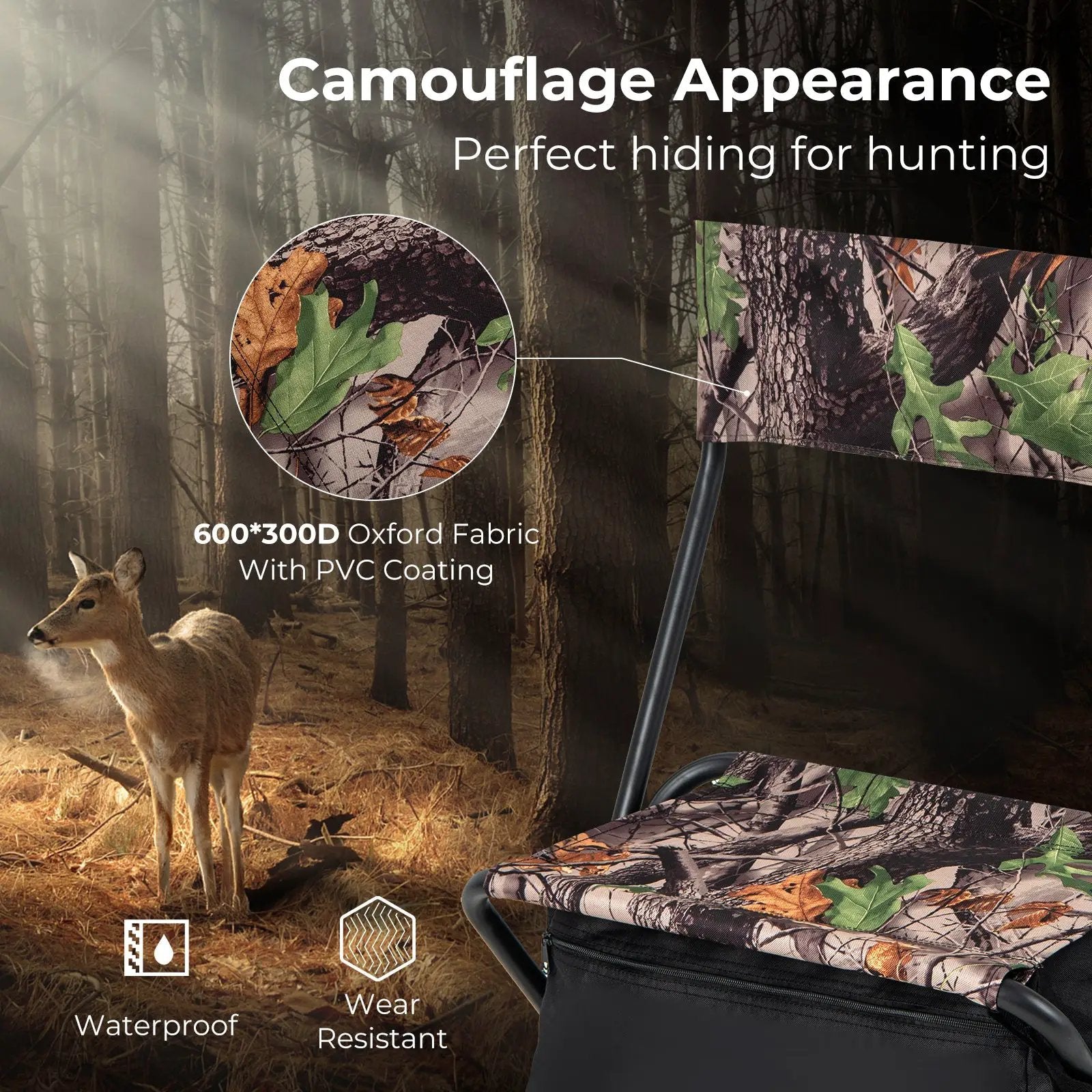 Foldable Patio Chair with Storage Pocket Backrest for Camping Hiking by DirectDeals
