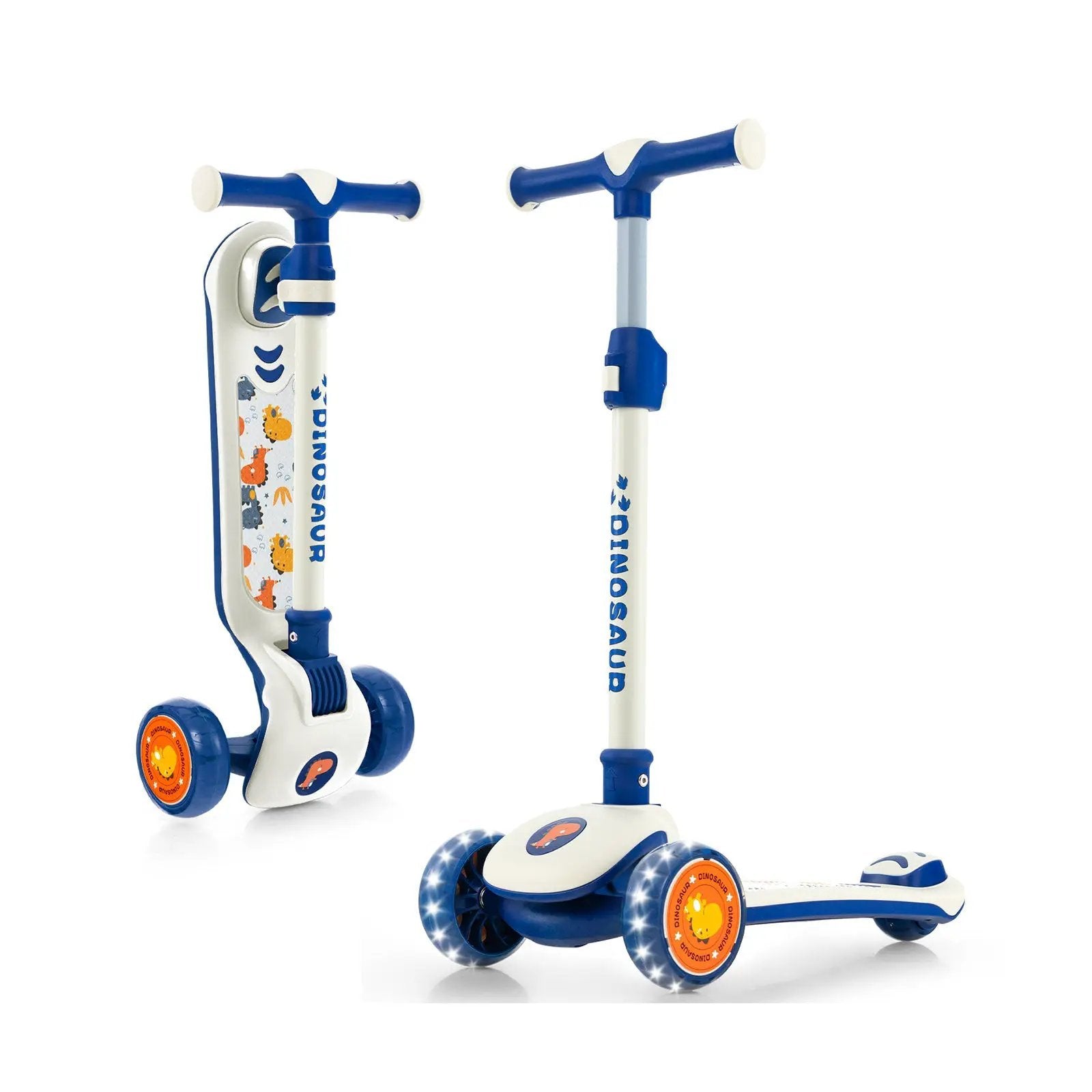 Folding Kids Scooter with Extra Wide Deck and LED Lighted PU Wheels by DirectDeals