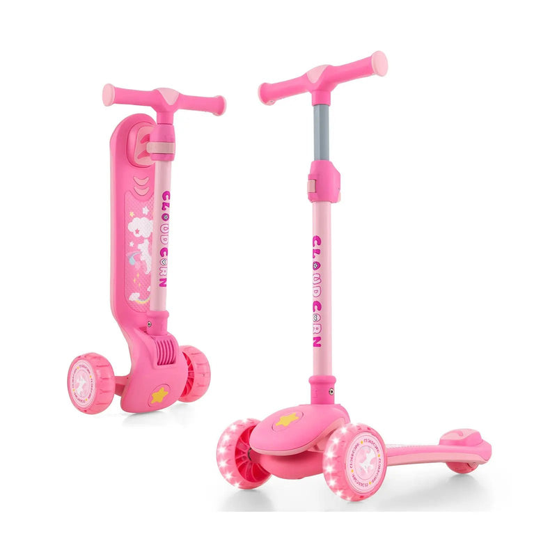Folding Kids Scooter with Extra Wide Deck and LED Lighted PU Wheels by DirectDeals