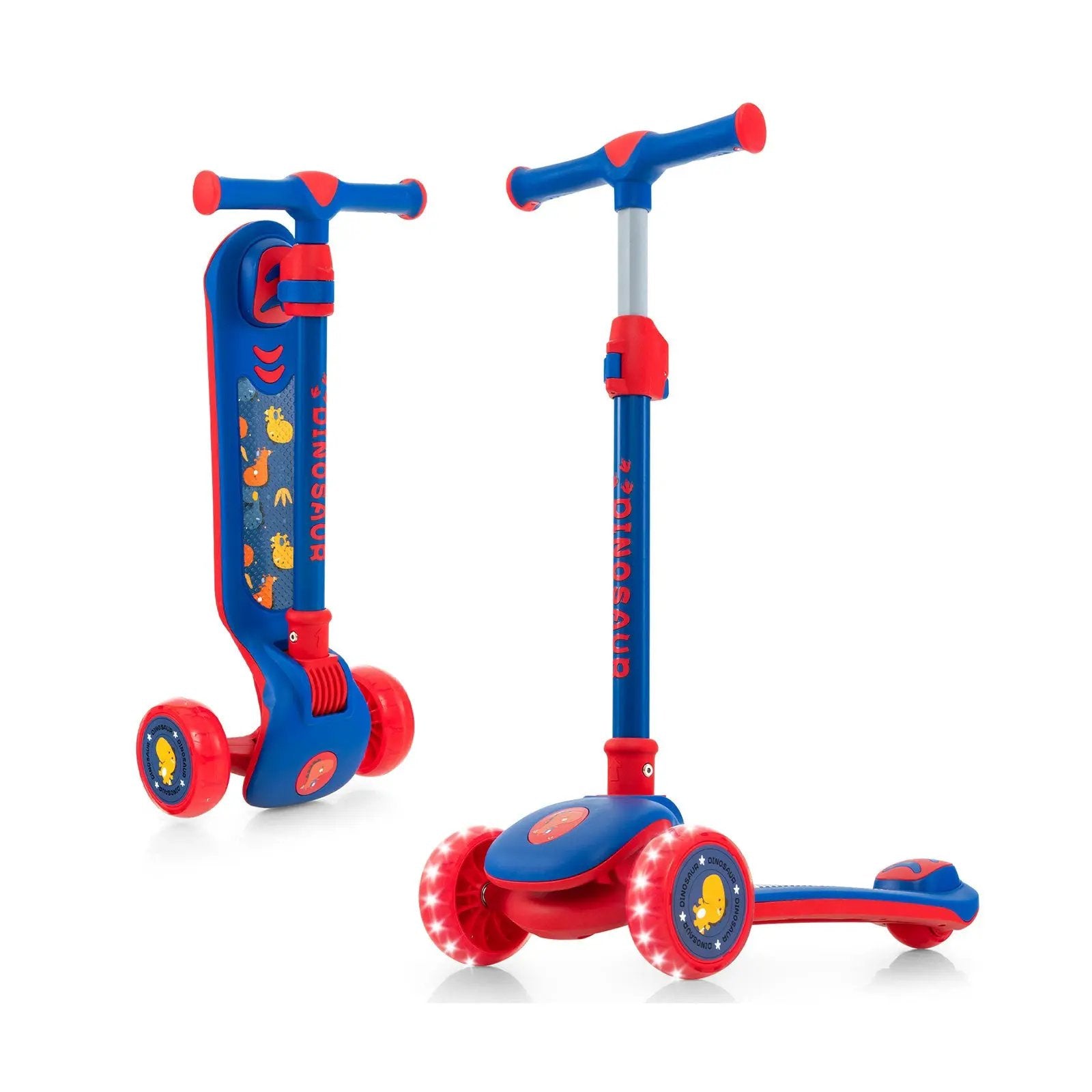 Folding Kids Scooter with Extra Wide Deck and LED Lighted PU Wheels by DirectDeals