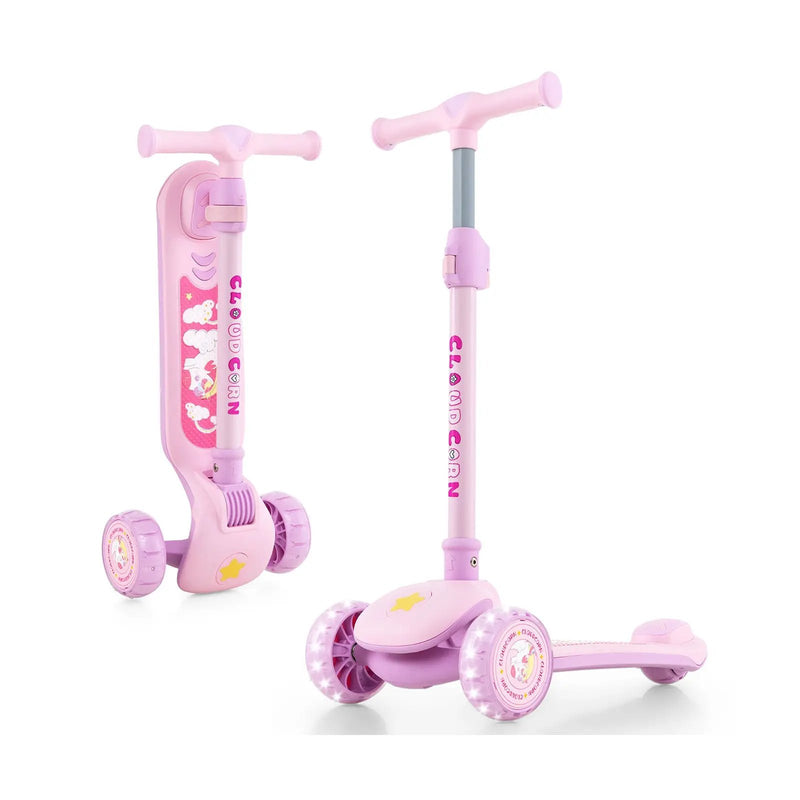 Folding Kids Scooter with Extra Wide Deck and LED Lighted PU Wheels by DirectDeals