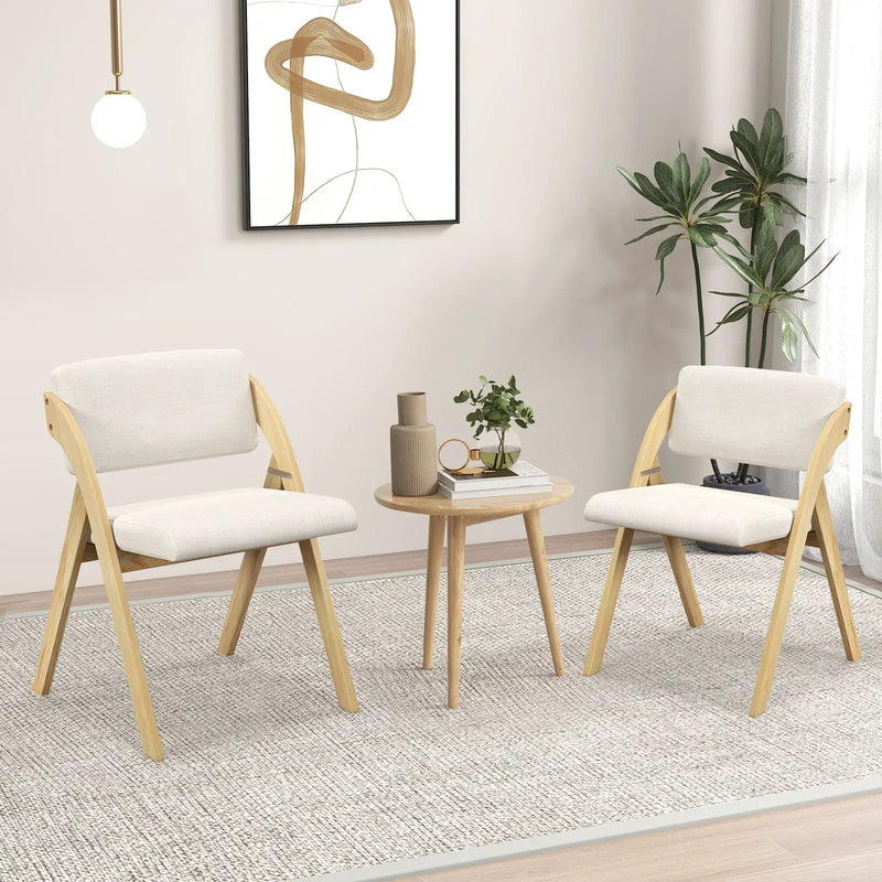 Set of 2 Folding Kitchen Dining Chairs with Rubber Wood Legs by DirectDeals