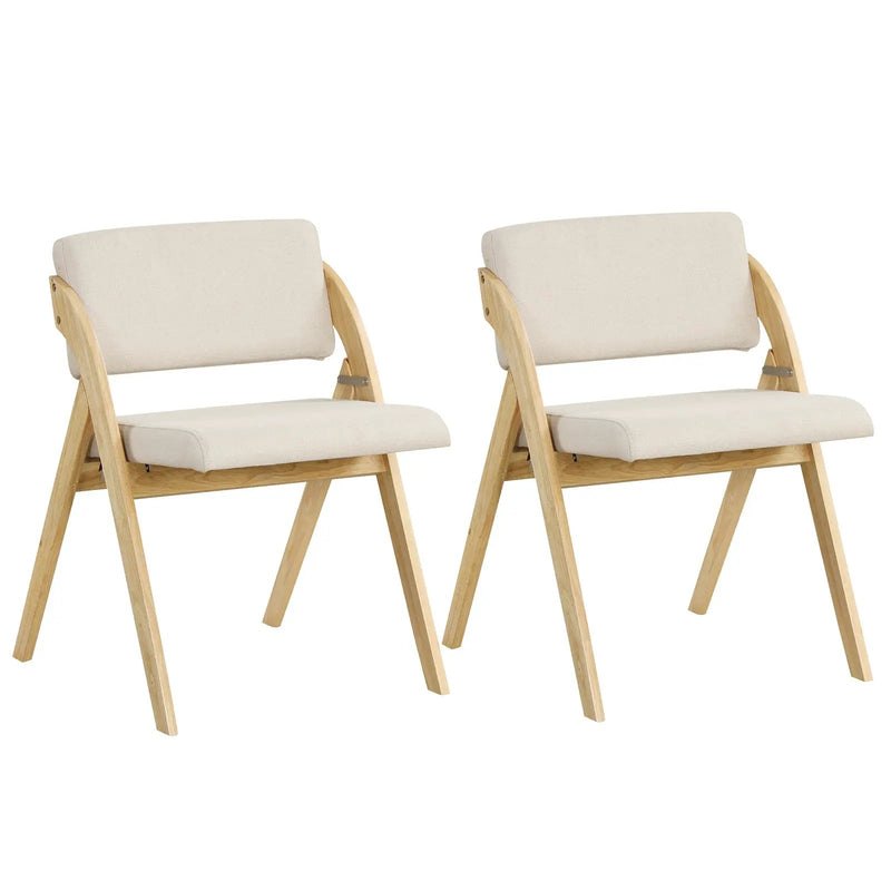 Set of 2 Folding Kitchen Dining Chairs with Rubber Wood Legs by DirectDeals