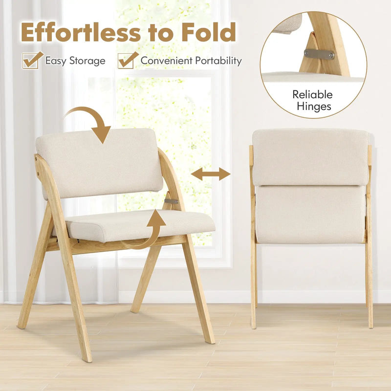 Set of 2 Folding Kitchen Dining Chairs with Rubber Wood Legs by DirectDeals