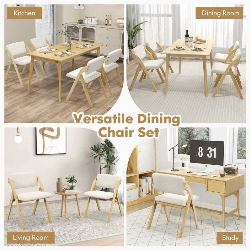 Set of 2 Folding Kitchen Dining Chairs with Rubber Wood Legs by DirectDeals