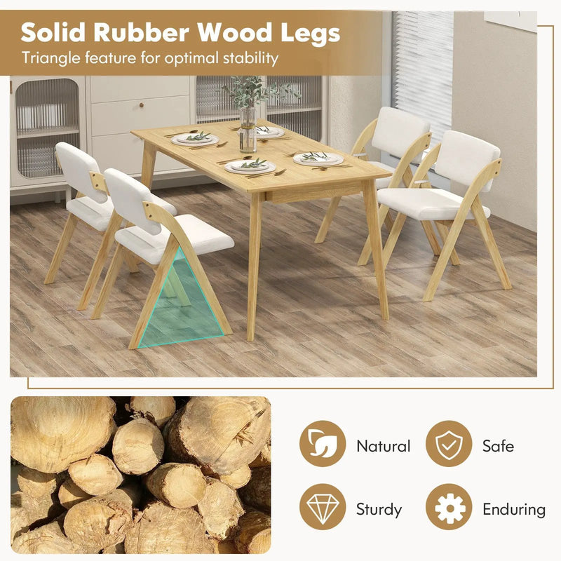Set of 2 Folding Kitchen Dining Chairs with Rubber Wood Legs by DirectDeals
