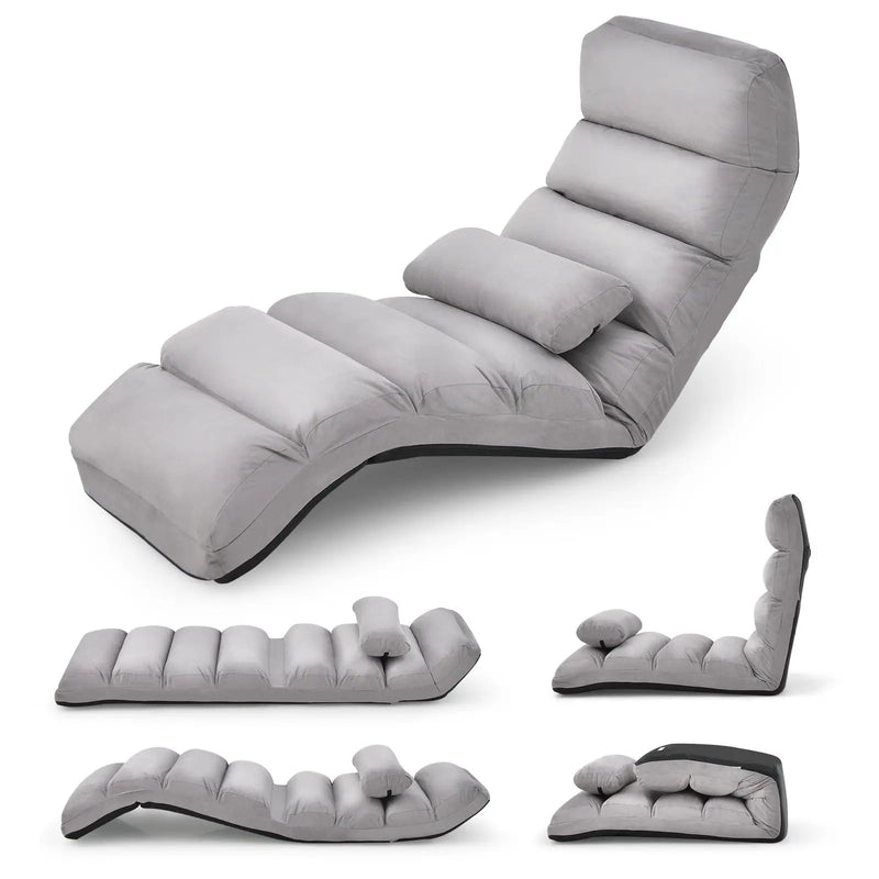 Folding Lazy Sofa Chair Stylish Sofa Couch Beds Lounge Chair W/Pillow by DirectDeals