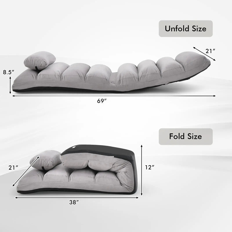 Folding Lazy Sofa Chair Stylish Sofa Couch Beds Lounge Chair W/Pillow by DirectDeals