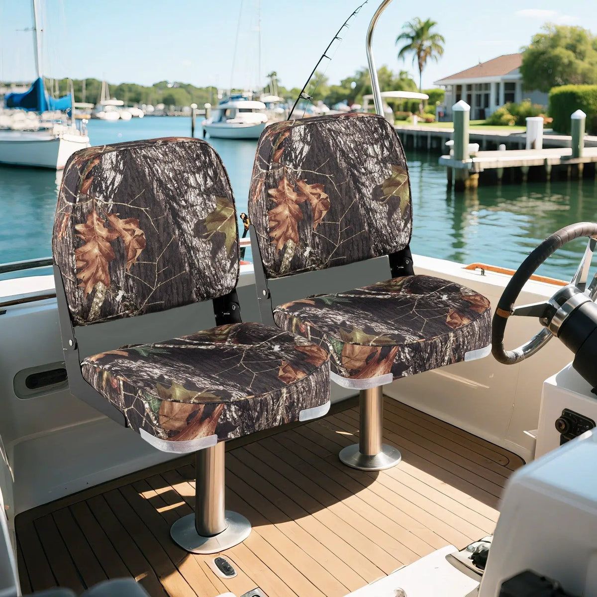 2-Pack Boat Seats Folding Low Back Boat Chairs Waterproof PVC Leather Cabin Seating, photo 4 of 24