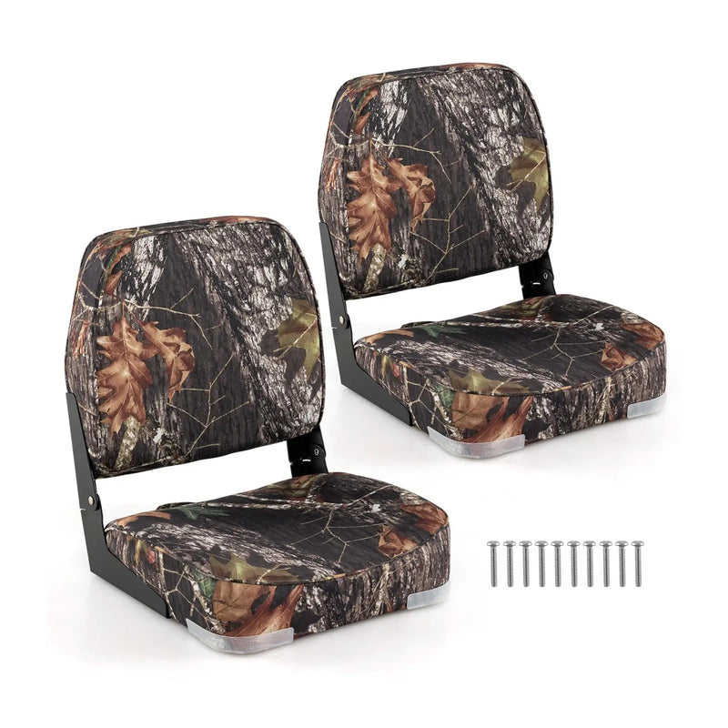 2-Pack Boat Seats Folding Low Back Boat Chairs Waterproof PVC Leather Cabin Seating by DirectDeals