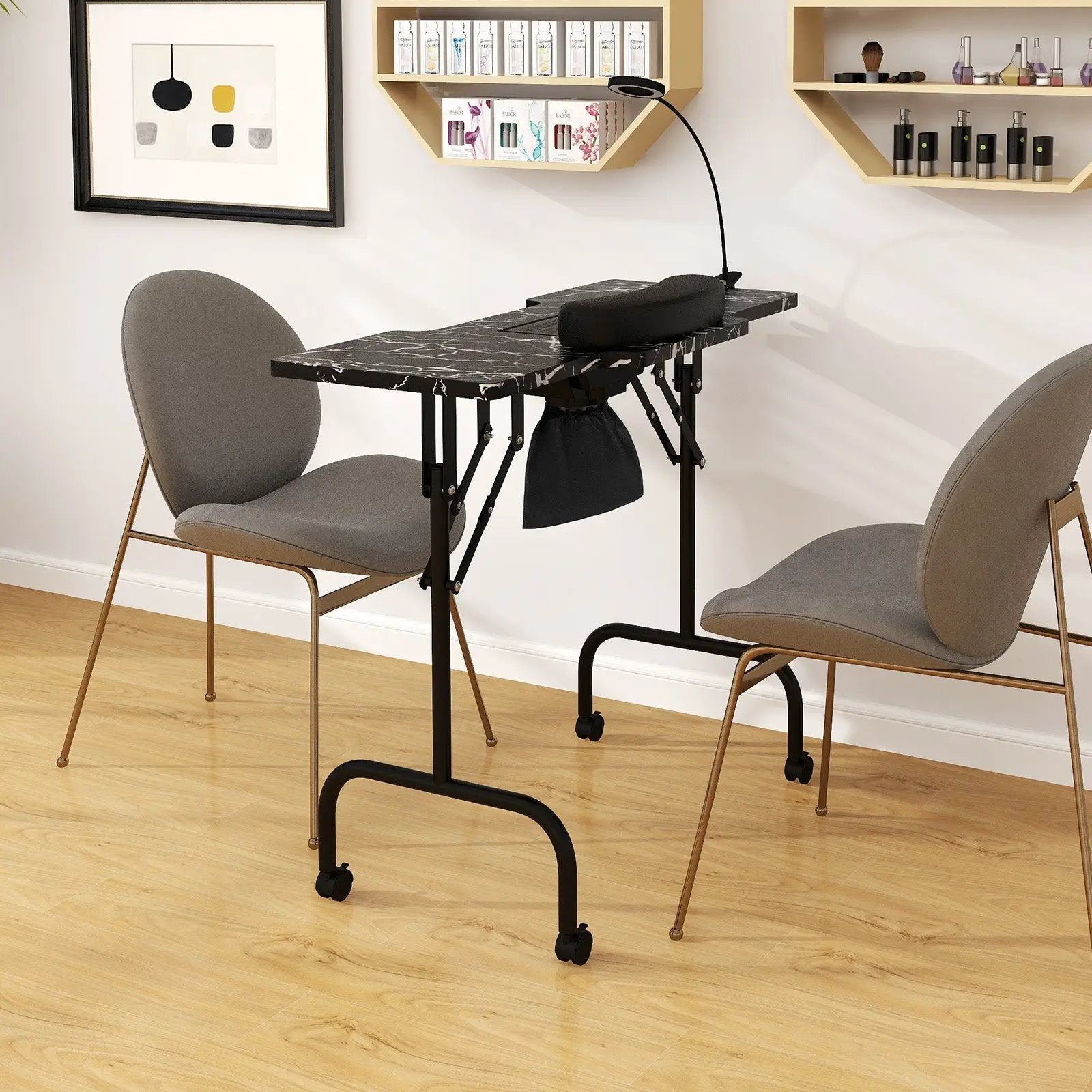 Folding Manicure Nail Table with Electric Dust Collector by DirectDeals