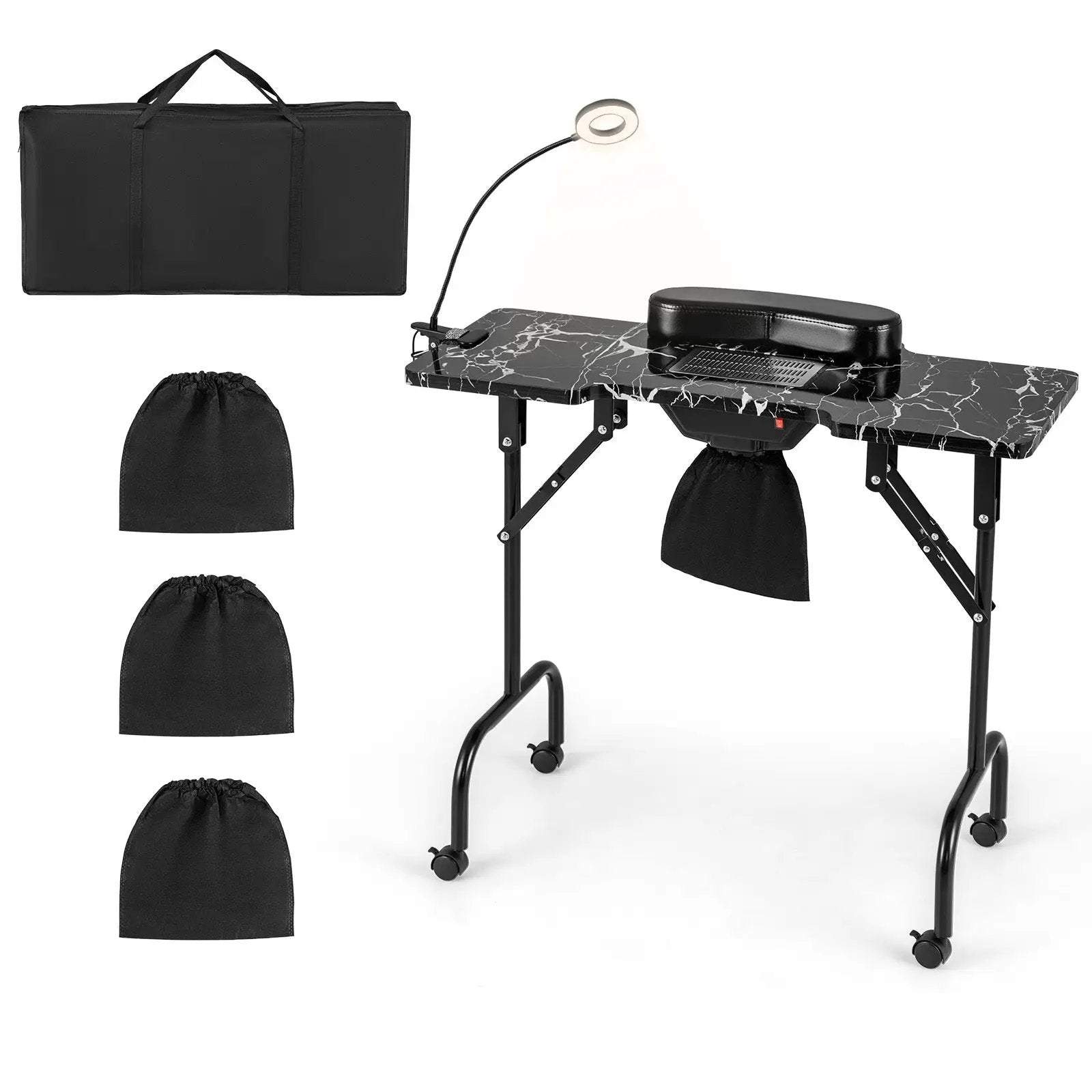 Folding Manicure Nail Table with Electric Dust Collector by DirectDeals