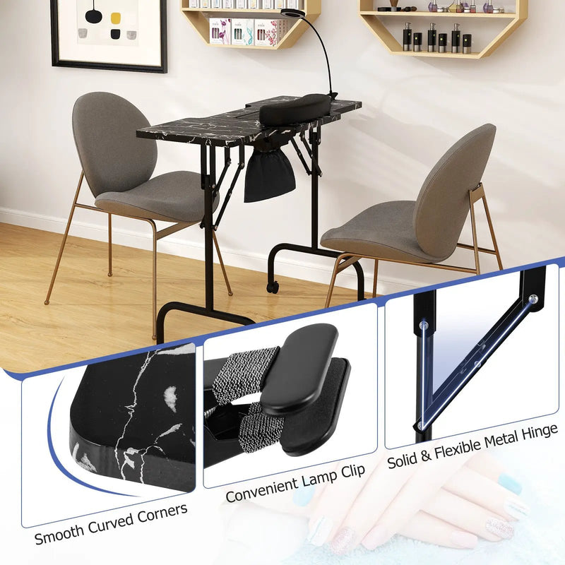 Folding Manicure Nail Table with Electric Dust Collector by DirectDeals