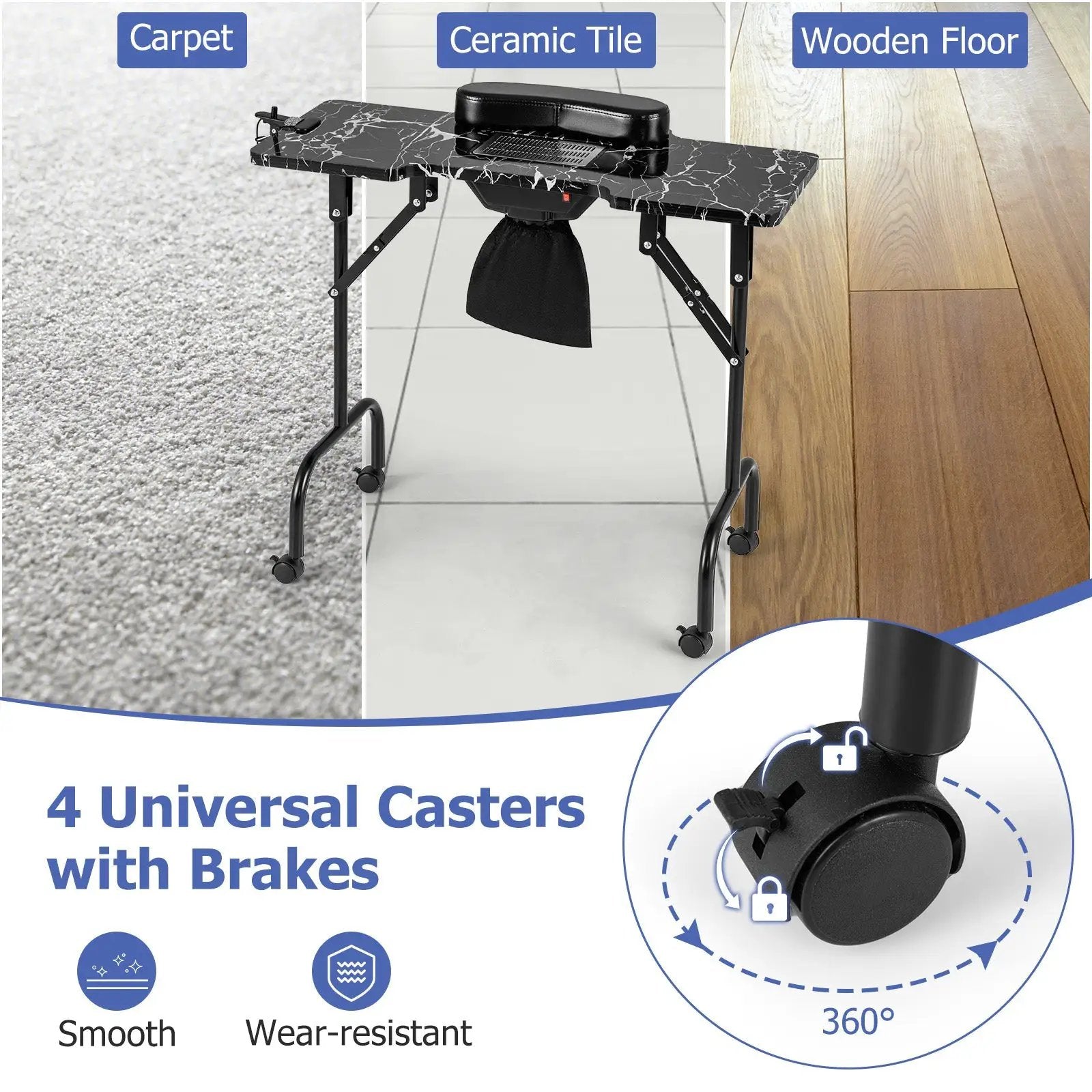 Folding Manicure Nail Table with Electric Dust Collector by DirectDeals