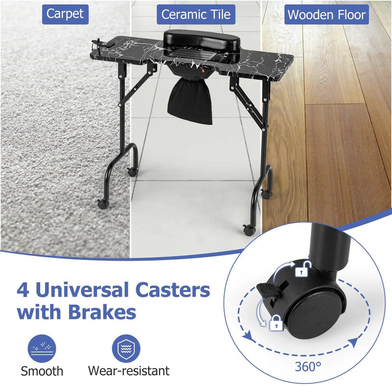 Folding Manicure Nail Table with Electric Dust Collector by DirectDeals