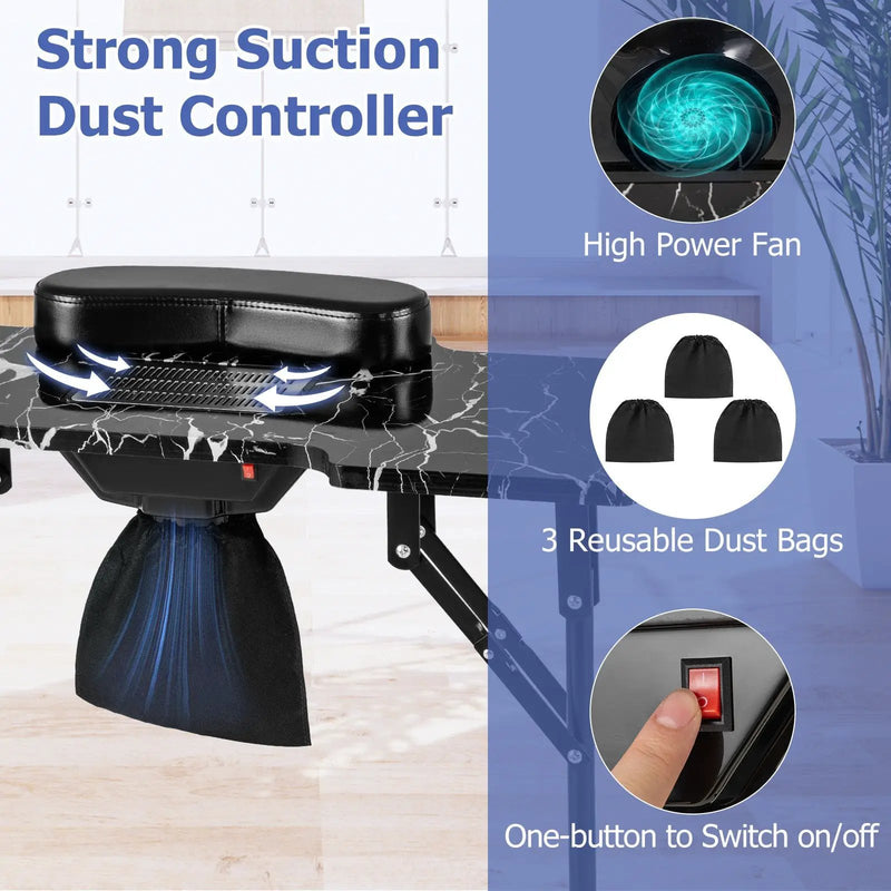 Folding Manicure Nail Table with Electric Dust Collector by DirectDeals