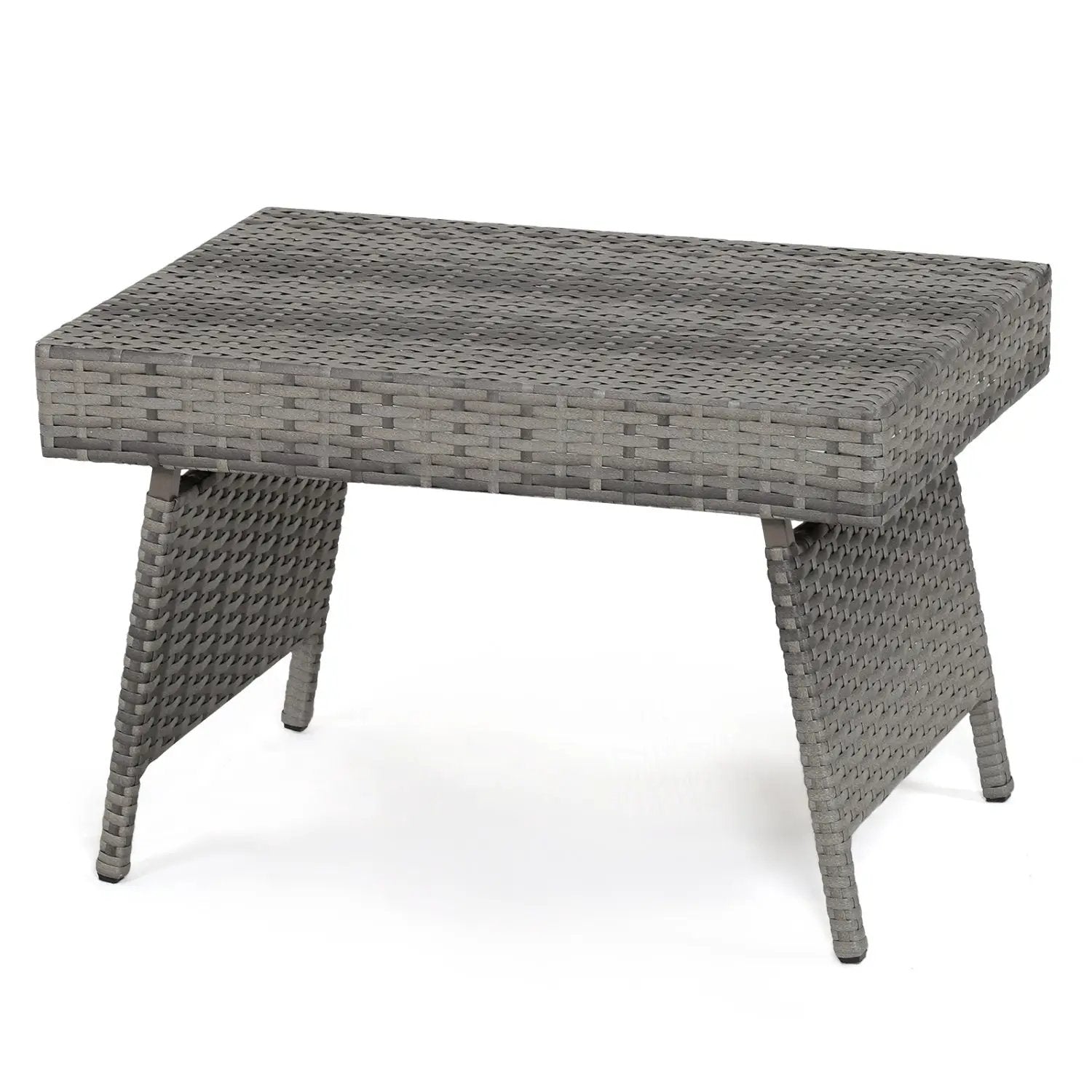 Folding PE Rattan Side Coffee Table Patio Garden Furniture by DirectDeals