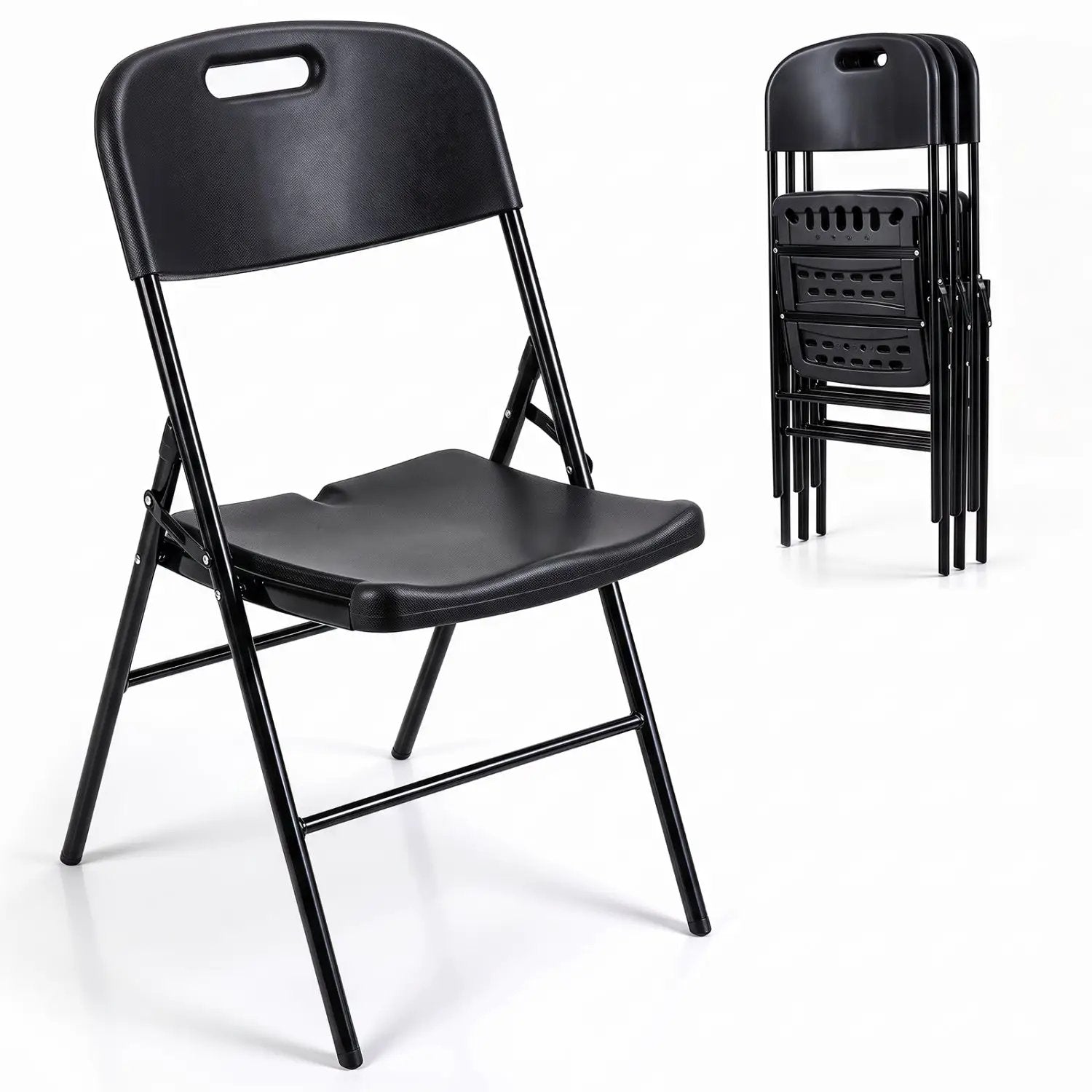 Folding Plastic Chairs 4-Pack, 330 LBS Capacity by DirectDeals