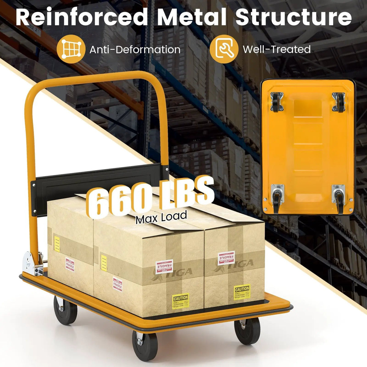 660 Pounds Folding Platform Cart Dolly Hand Truck, photo 12 of 16