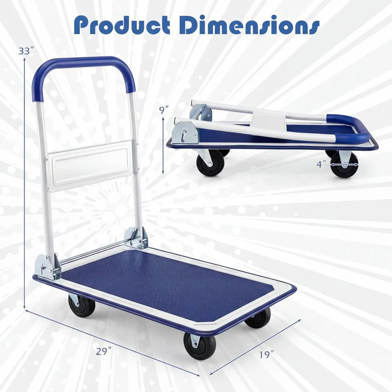 Folding Platform Hand Truck with 4 Wheels - 330 lbs Capacity by DirectDeals