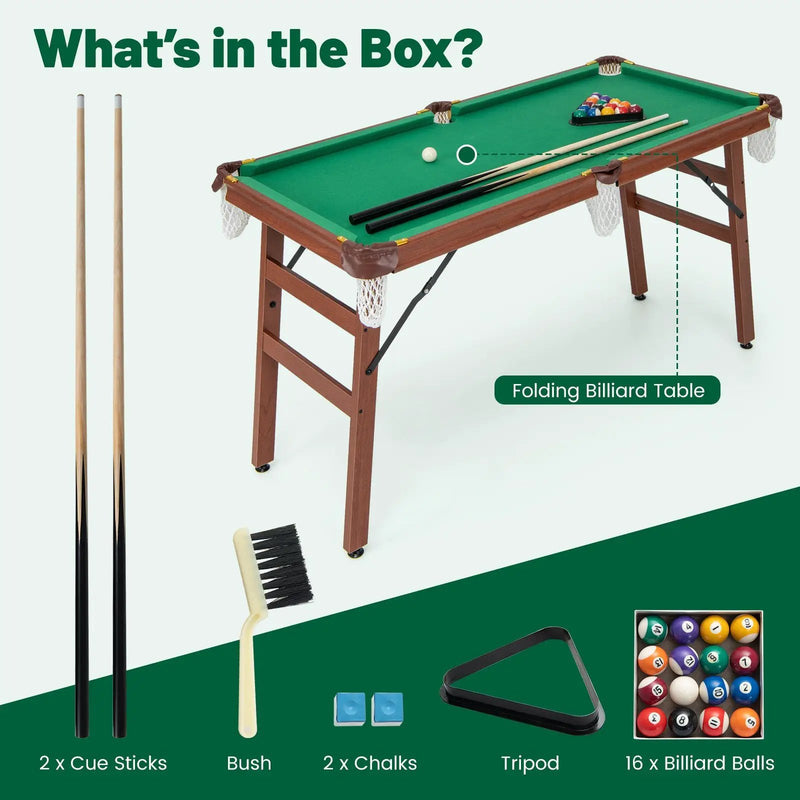 Folding Portable Billiards Table Game Set with Adjustable Foot Levelers by DirectDeals