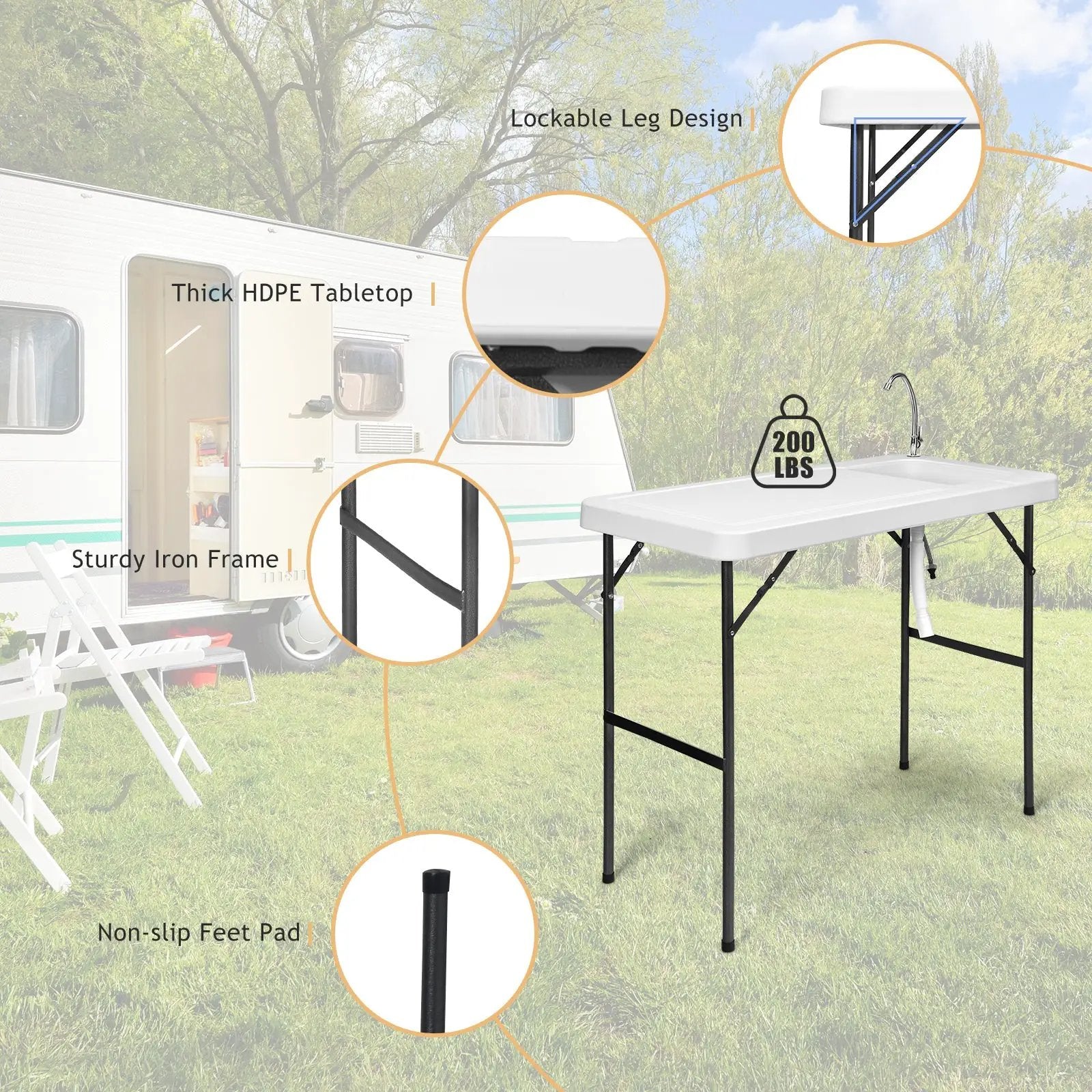 Folding Portable Fish Cleaning Cutting Table by DirectDeals