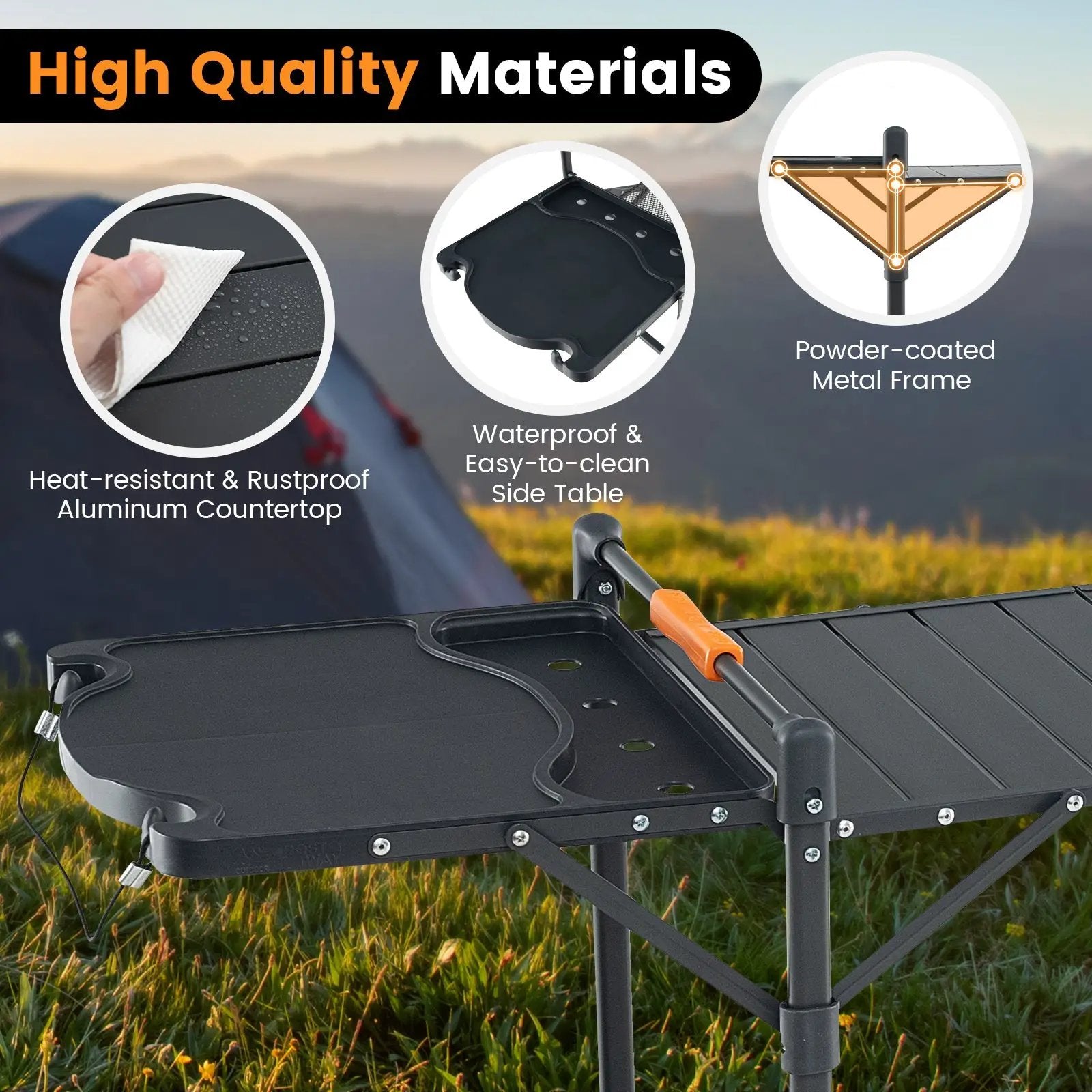 Folding Portable Outdoor Cook Station with Heat-Resistant Aluminum Tabletop by DirectDeals