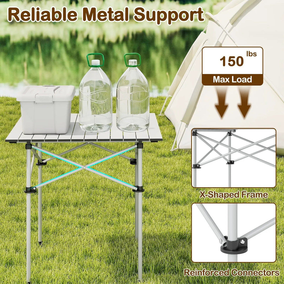 Folding Roll-up Camping Table with Metal Legs, photo 11 of 16