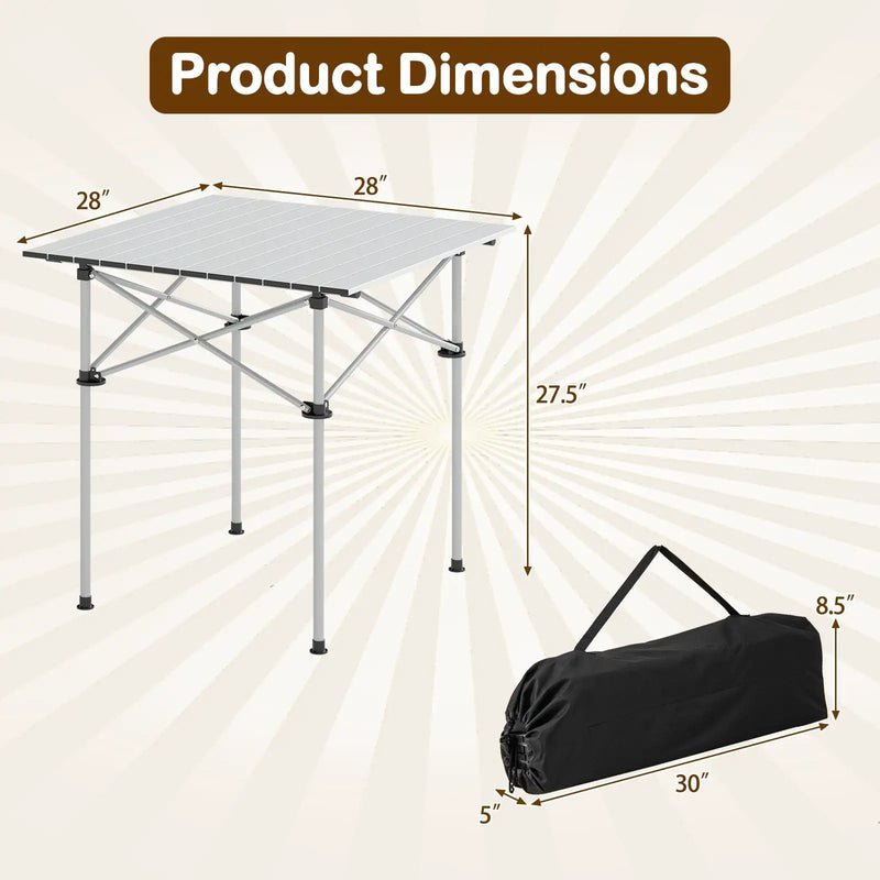 Folding Roll-up Camping Table with Metal Legs by DirectDeals