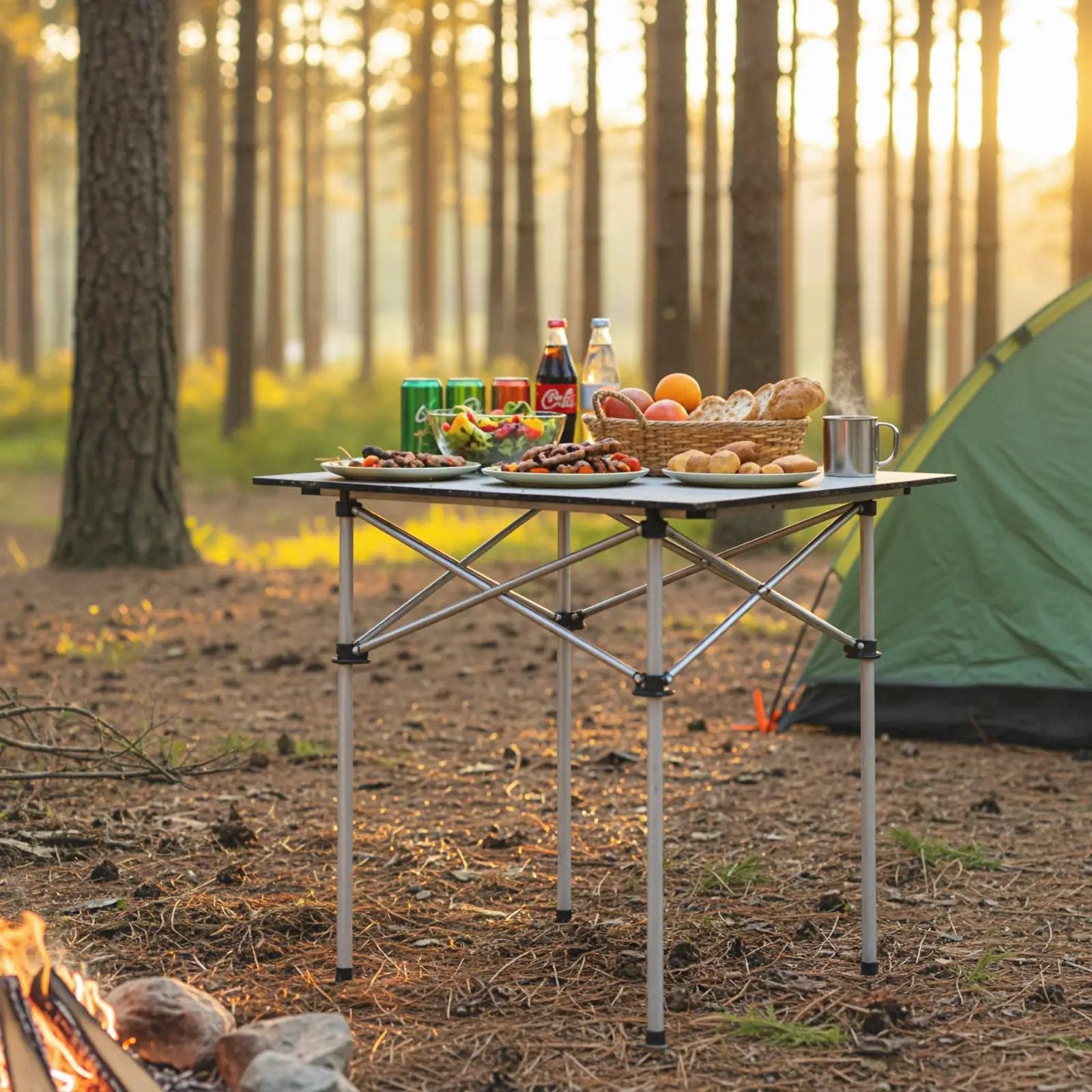 Folding Roll-up Camping Table with Metal Legs by DirectDeals