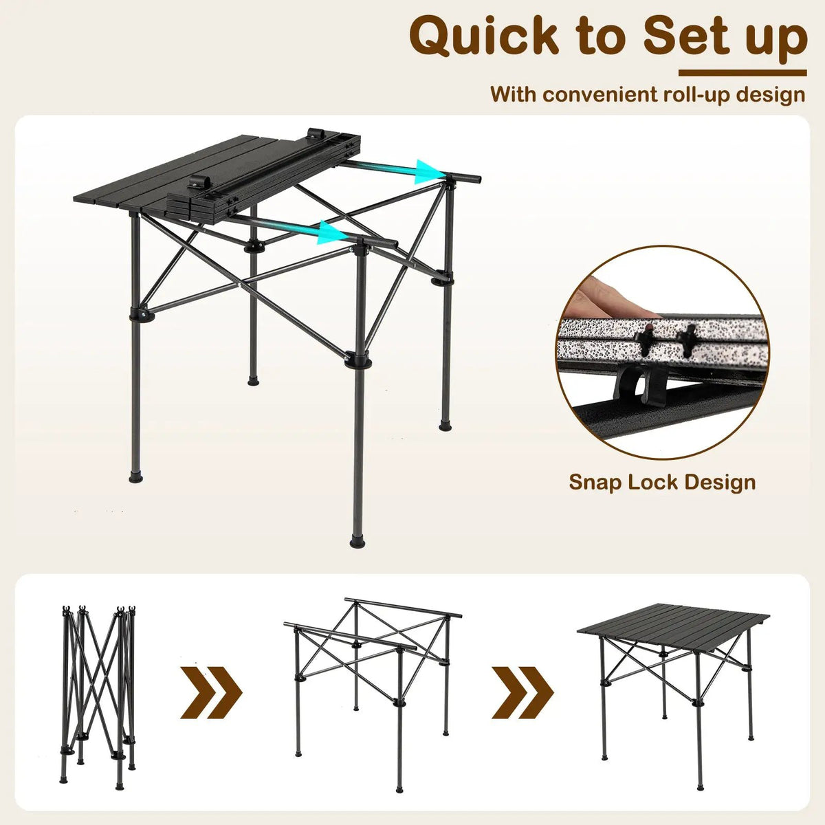 Folding Roll-up Camping Table with Metal Legs, photo 16 of 16