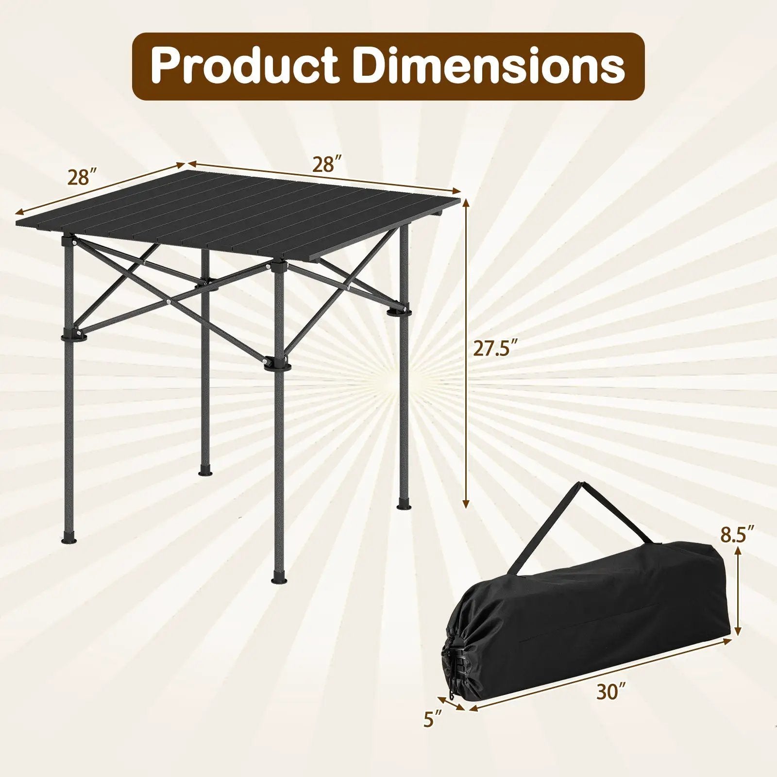 Folding Roll-up Camping Table with Metal Legs by DirectDeals