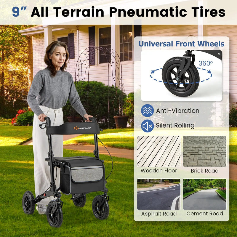 Folding Rollator Walker for Seniors with Seat for All Terrain by DirectDeals
