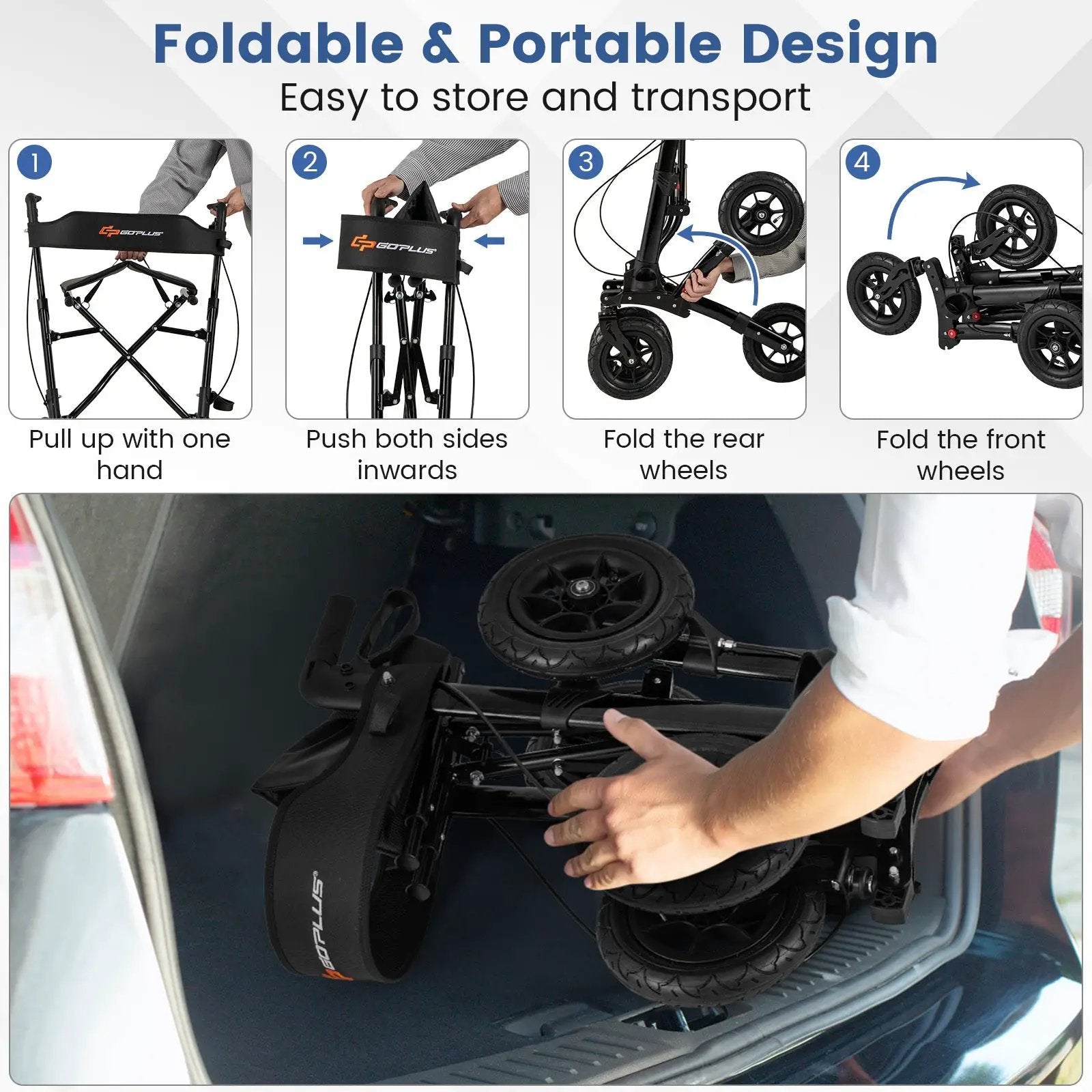 Folding Rollator Walker for Seniors with Seat for All Terrain by DirectDeals