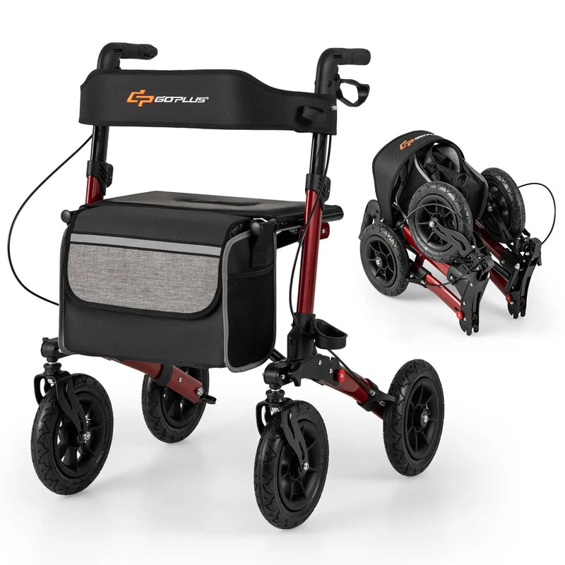 Folding Rollator Walker for Seniors with Seat for All Terrain by DirectDeals