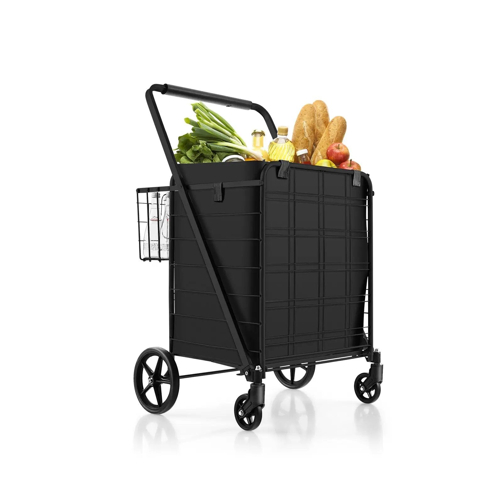 Folding Shopping Cart with Waterproof Liner Wheels and Basket by DirectDeals