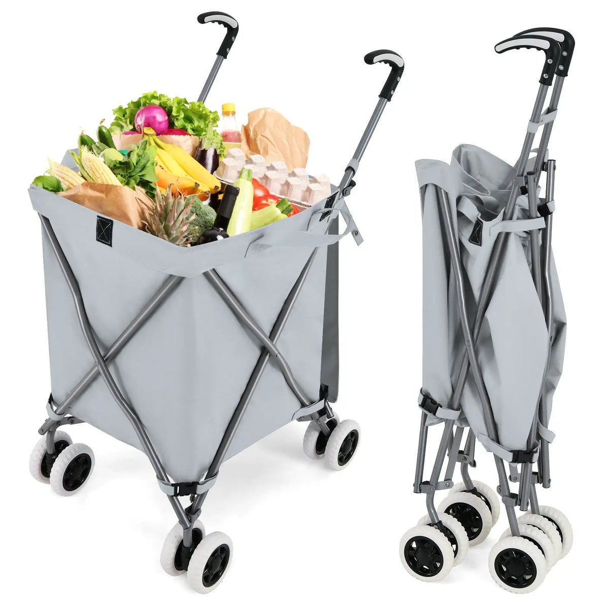Folding Shopping Utility Cart with Water-Resistant Removable Canvas Bag, photo 10 of 12