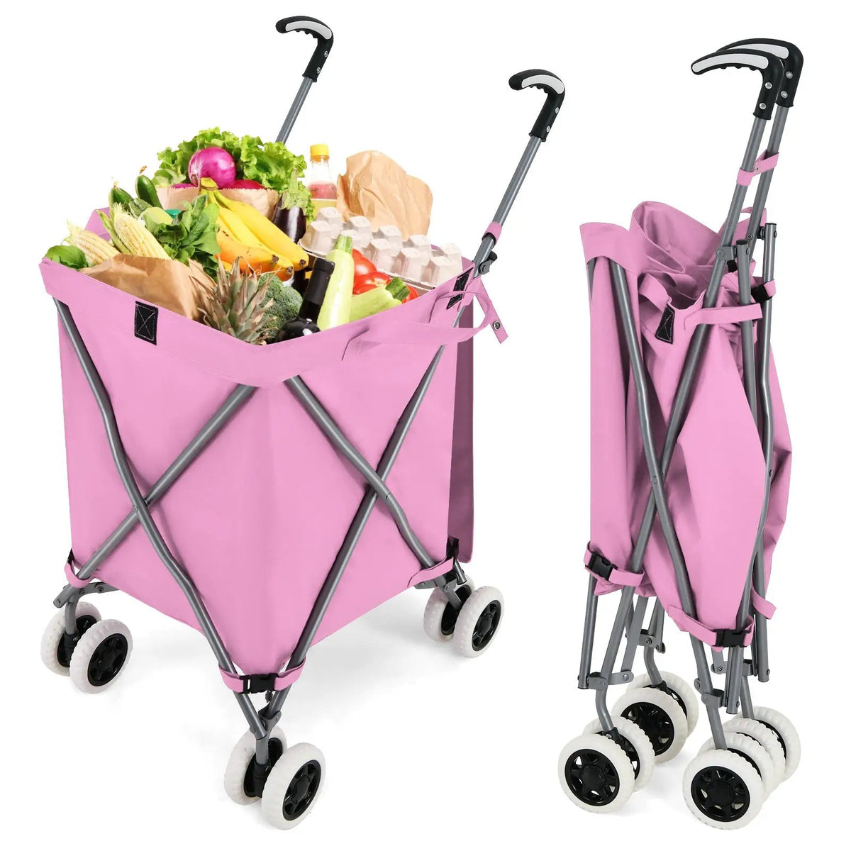 Folding Shopping Utility Cart with Water-Resistant Removable Canvas Bag, photo 11 of 12