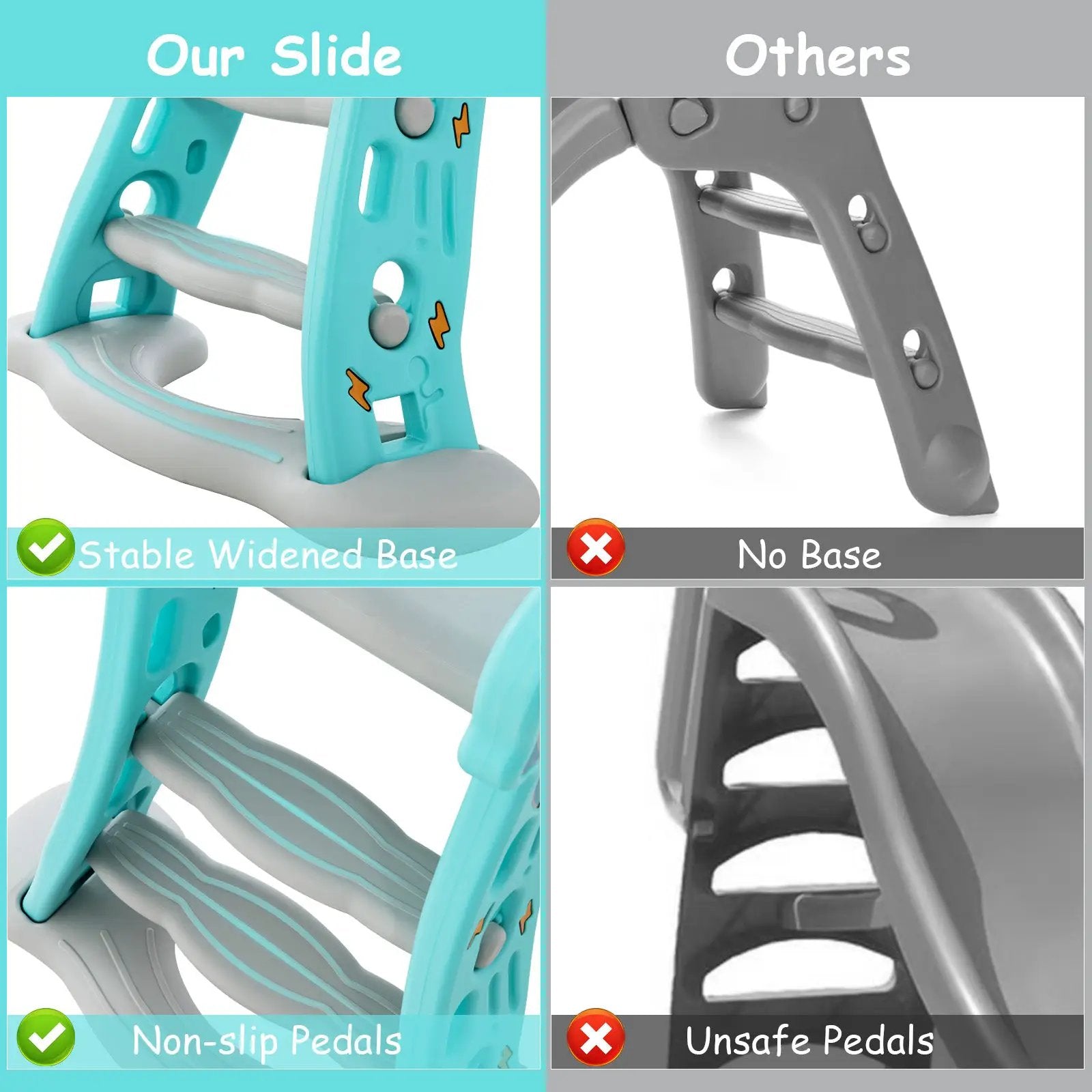 3-in-1 Folding Slide Playset with Basketball Hoop and Small Basketball by DirectDeals