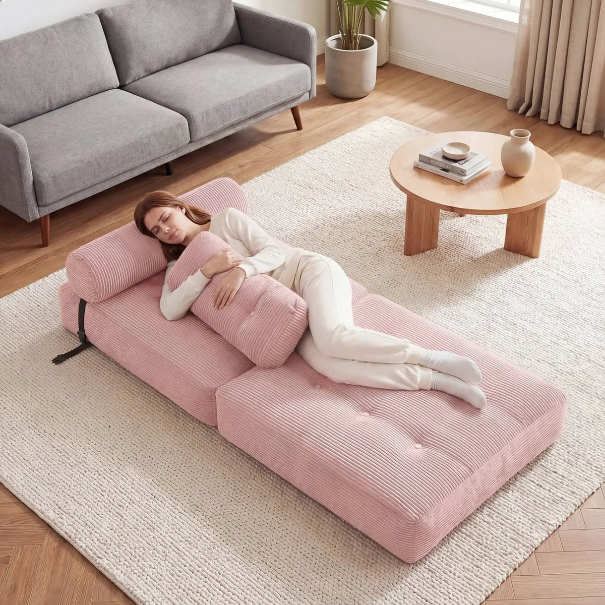 Folding Sofa Bed with Pillow and Back Support for Living Room, photo 9 of 40