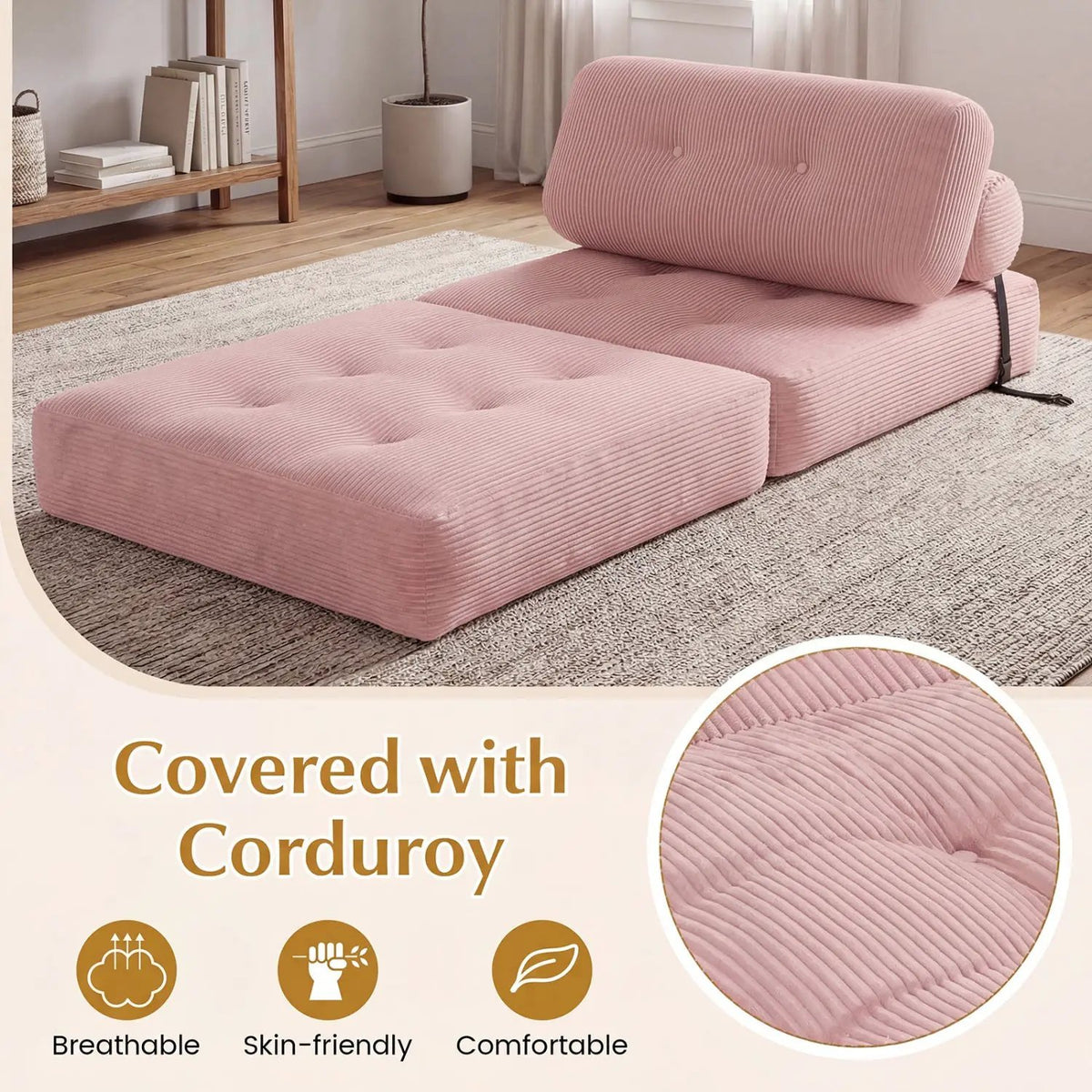 Folding Sofa Bed with Pillow and Back Support for Living Room, photo 11 of 40