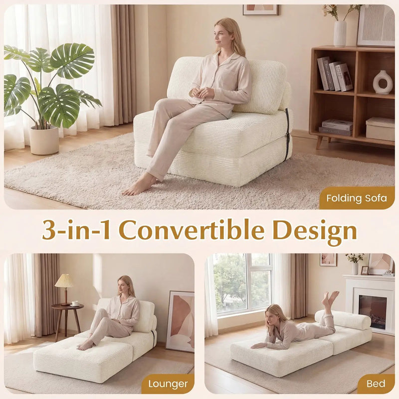 Folding Sofa Bed with Pillow and Back Support for Living Room by DirectDeals