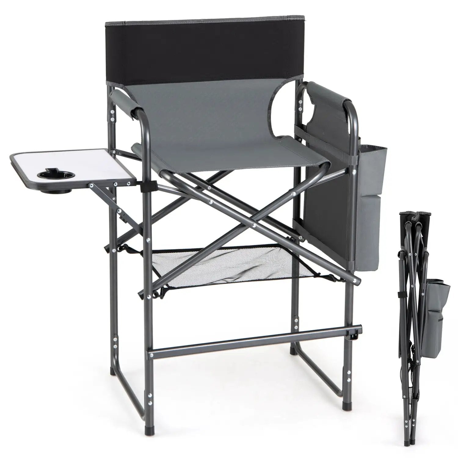 Tall Director Chair 26" Seat Height with Side Table by DirectDeals