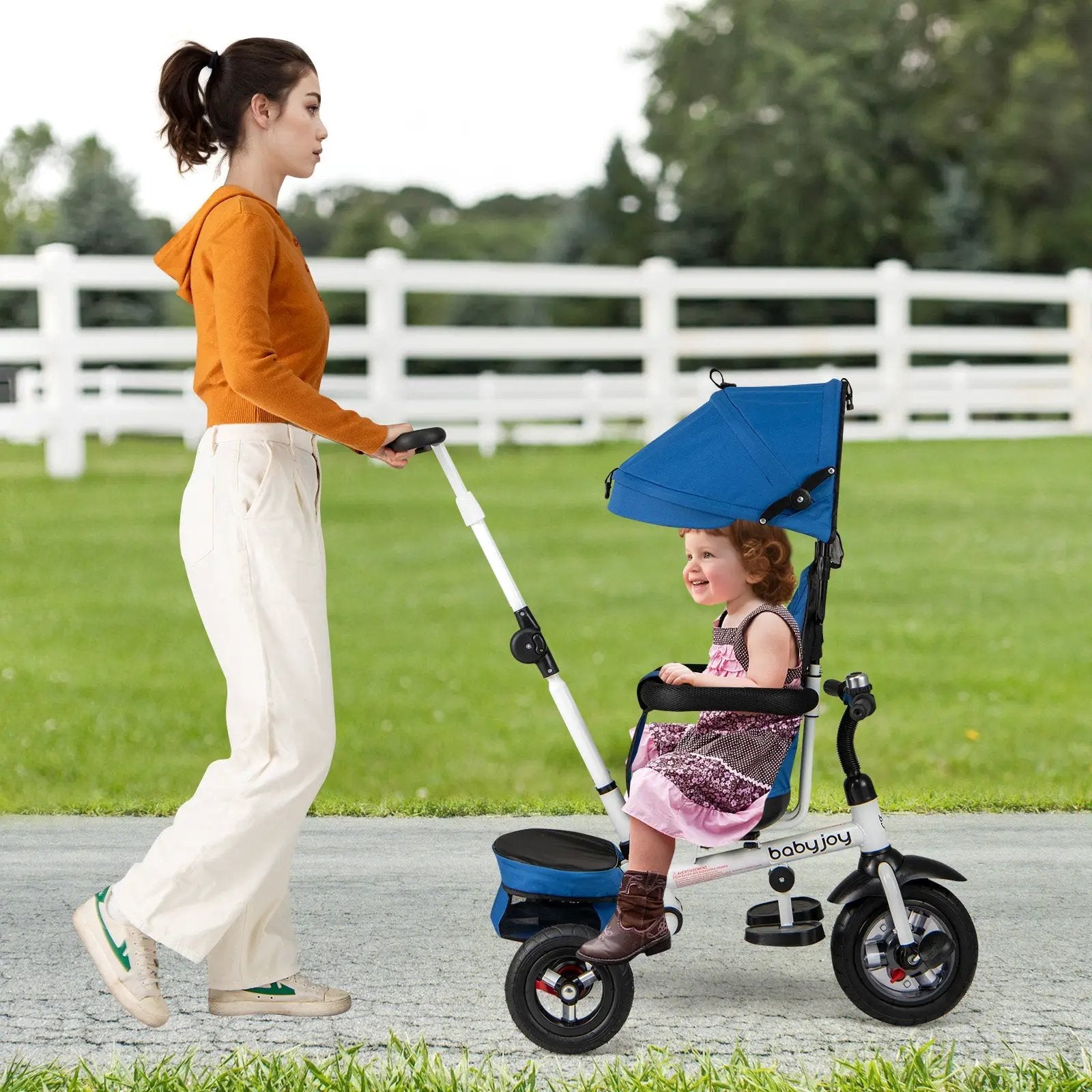 Folding Tricycle Baby Stroller with Reversible Seat and Adjustable Canopy by DirectDeals
